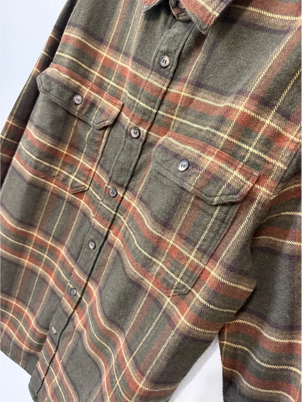 Banana Republic Button Up Collared Plaid Heavyweight Flannel Shirt Men's Size M
